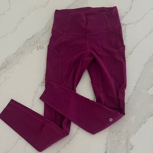 Lululemon fast and free 28” inseam Magenta Leggings